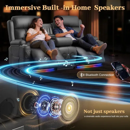 Vista 56 de Sofá de Dos Plazas Reclinable, Sofá Reclinable de Masaje con Gran Capacidad de Peso, Silla de Dos Plazas para RV en Liquidación con Consola, USB