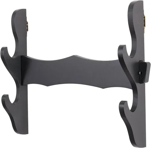 Vista 4 de Soporte de pared Katana, soporte de pared de espada Katana, 2 juegos de madera, soporte de pared para exhibición de espadas, (espadas no incluidas)