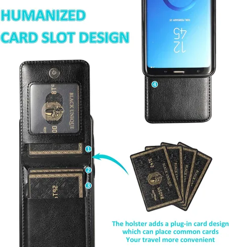 Vista 4 de Asuwish Funda de teléfono para Samsung Galaxy S9 con protector de pantalla de vidrio templado y tarjetero para tarjetas de crédito, soporte