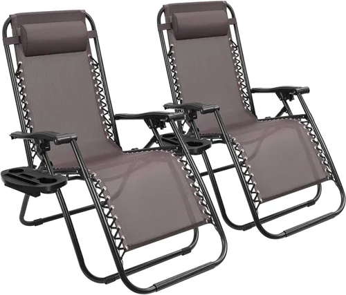 Vista 9 de Devoko Patio Zero Gravity Chair - Silla plegable para exteriores, sillas reclinables ajustables para uso junto a la piscina, silla lounge de jardín