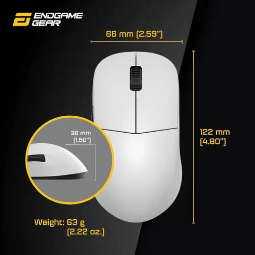Vista 6 de ENDGAME GEAR XM2we - Mouse inalámbrico para juegos, mouse programable con 5 botones y 19,000 DPI, color blanco