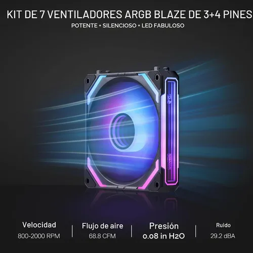 Vista 2 de Redragon GCF012 Ventilador estándar de 120 mm para carcasa de PC, conexión Daisy-Chain, iluminación ARGB de 5V 3 pines, ventilador de carcasa PWM