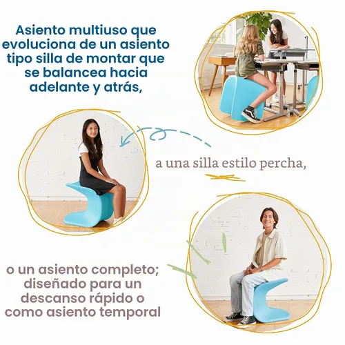 Vista 5 de ECR4Kids Wave Seat, 18in - 19.6in Altura del asiento, Taburete de percha, Cian