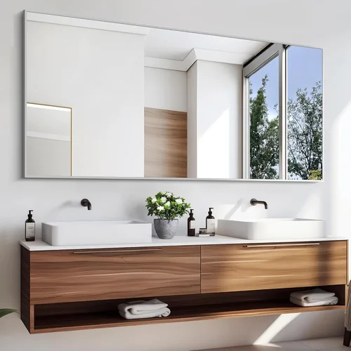 Vista 34 de KOCUUY Espejo de baño negro, espejo rectangular de 24 x 18 pulgadas para sobre el fregadero, espejo de pared decorativo moderno para dormitorio