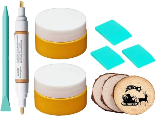 Vista 8 de JAJADO Pasta para Quemar Madera y Mini Espátula, Gel para Quemar Madera de 4 OZ para Lienzo, Mezclilla, Tablero de Madera para Manualidades, Pasta