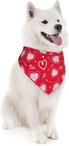 Vista 4 de Pañuelo rojo para perro con flecha de amor para el día de San Valentín, bufanda triangular, baberos, accesorios para mascotas, pañuelo para gatos