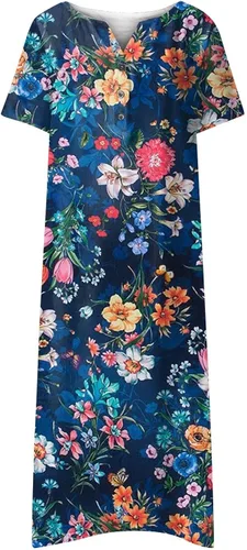 Vista 2 de Long Sleeve Fall Dresses for Women Dress for Women Casual V Neck Floral Print Short Maxi Sexy Dresses for
