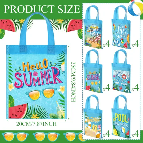 Vista 3 de 24 bolsas de regalo de fiesta de piscina de verano, bolsas de regalo de pelota de playa, bolsas de golosinas, suministros de decoración de fiesta