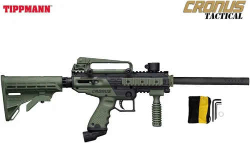 Vista 6 de Maddog Tippmann Cronus Tactical Paintball Gun Marker and Bronze Accessory Starter Package Comes with Marker, Anti-Fog Mask, Hopper, Harness, Pods