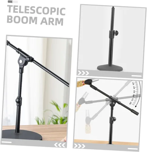 Vista 3 de Brazo telescópico brazo de metal poste de micrófono con adaptador de cabeza de tornillo portátil extensible soporte de micrófono accesorio para una