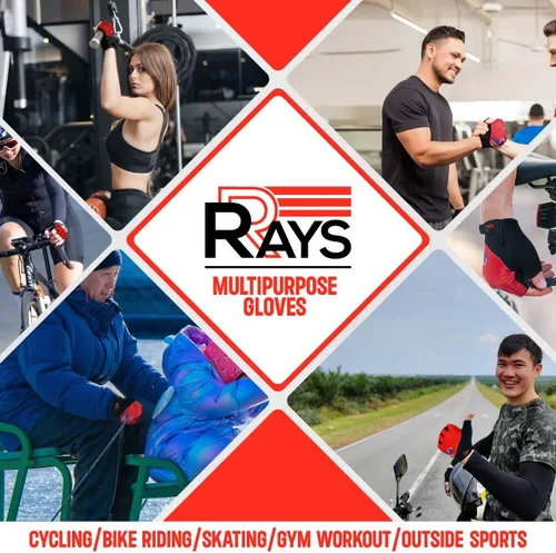 Vista 5 de RRAYS Guantes de ciclismo - Tela de licra transpirable - Guantes acolchados de medio dedo, guantes de bicicleta unisex, guantes de ciclismo