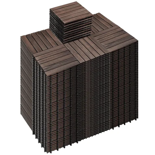 Vista 14 de PrimeZone - 9 azulejos entrelazados de madera de acacia sólida para terraza, patio, 12 x 12 pulgadas, impermeables, para interiores y exteriores