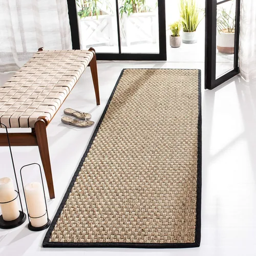Vista 52 de SAFAVIEH Natural Fiber Collection NF114A - Alfombra de pasillo de hierba marina con patrón de tejido de cesta y borde, de 2 pies 6 pulgadas x 16