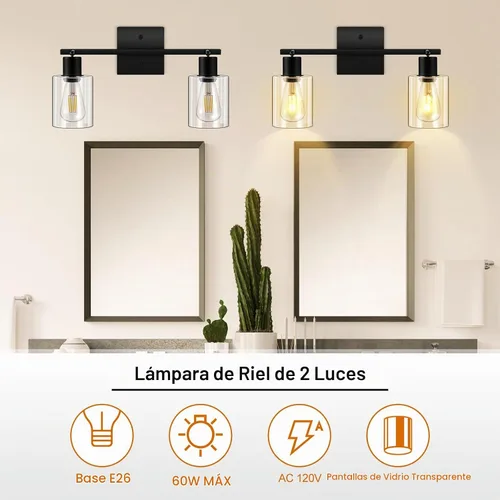 Vista 4 de Iluminación LED para techo, luz de pista de 17 pulgadas con pantalla de vidrio transparente, foco de techo negro para cocina, cabezal giratorio