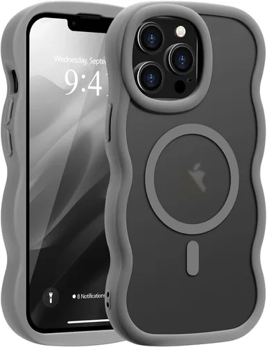 Vista 66 de Pepmune - Funda para iPhone 12 Pro Max con marco ondulado y estructura rígida, color mate claro, cubierta trasera unisex, compatible con Magsafe