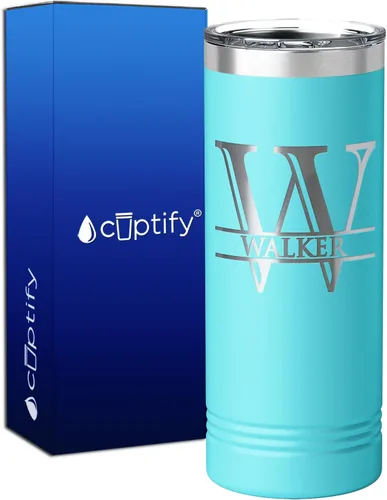 Vista 71 de Vaso personalizado de regalo de cumpleaños para mujeres y hombres, con monograma de escritura dividida, inicial y nombre grabado en negro, taza