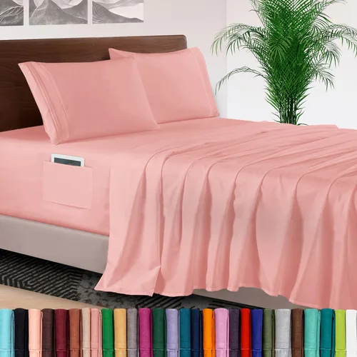 Vista 21 de Elegant Comfort - Juego de sábanas de lujo de 4 piezas - Ropa de cama de lujo de 1500 hilos, calidad de hotel prémium, microfibra, resistente a