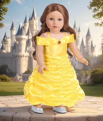 Vista 6 de Ropa de muñeca de 18 pulgadas, 6 juegos de vestidos de princesa, accesorios para disfraz de Jasmine Aurora Belle Blancanieves para muñecas de 18