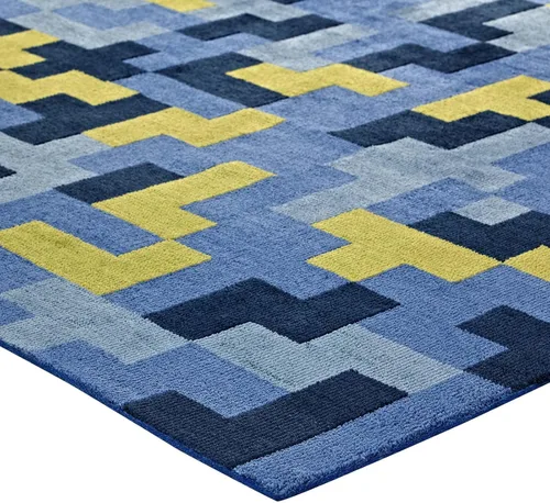 Vista 4 de Modway Andela - Alfombra de mosaico entrelazada de 8 x 10 pies, color azul multicolor y verde oliva claro