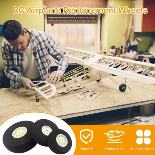 Vista 2 de MroMax Ruedas de avión RC de 0.98 pulgadas, 1 rueda de espuma de repuesto para bricolaje modelo RC avión avión