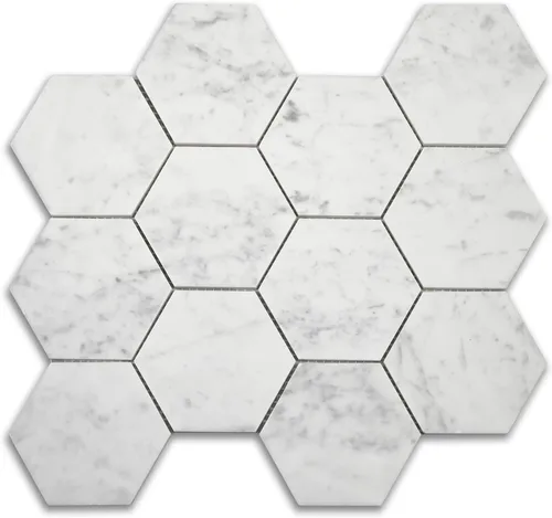 Vista 14 de Azulejo de mosaico de mármol, azulejos de mármol dorado Calacatta, cuadrado de 1 pulgada, afilado, para cocina, baño, pared, piso, 5 hojas/caja