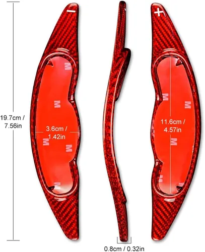 Vista 2 de AIRSPEED Extensiones de fibra de carbono para volante de palanca de cambios, accesorios interiores para Mini Cooper Clubman F54 F55 F56 F57 F60 rojo