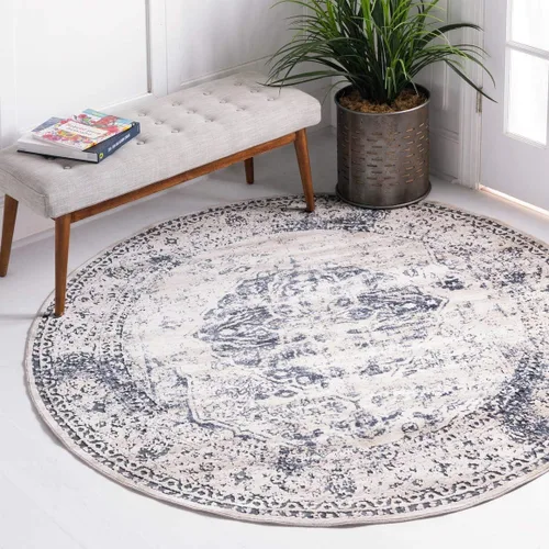 Vista 16 de Unique Loom Chateau Collection - Alfombra de área - Hoover (2' 2" x 3' 1" rectangular, azul oscuro/beige)