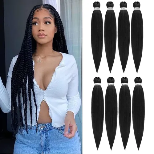 Vista 28 de Cabello trenzado preestirado - 12 pulgadas, 8 paquetes, cabello trenzado corto natural negro para trenzas torcidas o en caja, extensiones de cabello
