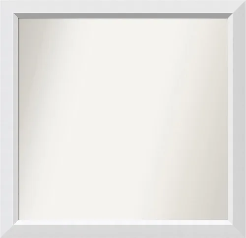 Vista 223 de Amanti Art Espejo de baño blanco para sobre el fregadero, 24 x 26 pulgadas, espejo rectangular blanco y blanco, marco de madera contemporáneo