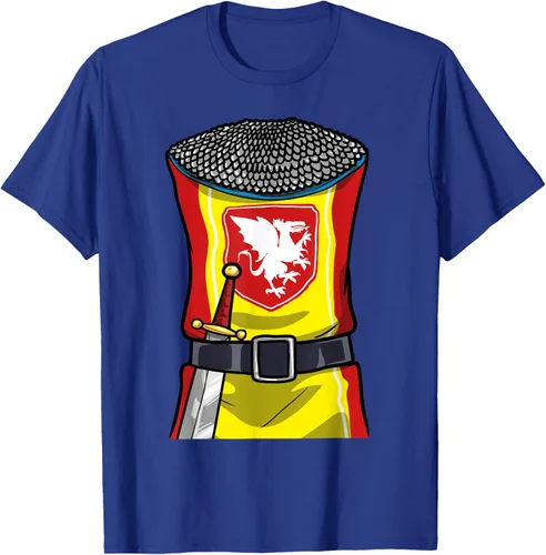 Vista 19 de Disfraz medieval de caballero de Halloween, camiseta para niños con espada de armadura, Negro, S