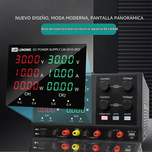 Vista 5 de Fuente de alimentación de CC variable, 4 canales 30 V 10 A 2 x 300 W ajustable conmutación regulada DC fuente de alimentación con pantalla