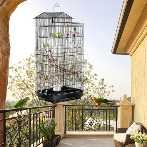 Vista 2 de ZENY Jaula grande de 39 pulgadas para pájaros de loro pequeño cuáquero, cacatúa, canario, sol, periquito, mejilla, pinzón, periquitos, periquitos