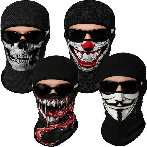 Vista 35 de Pasamontañas 3D, máscara de cara completa, resistente al viento, máscara de esquí con calavera táctica para motocicleta, ciclismo, Halloween 4