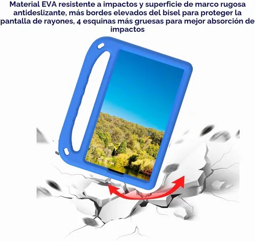 Vista 2 de Funda para tablet infantil con asa y soporte, ligera, a prueba de golpes, compatible con Xiaomi Redmi Pad SE 8.7, azul