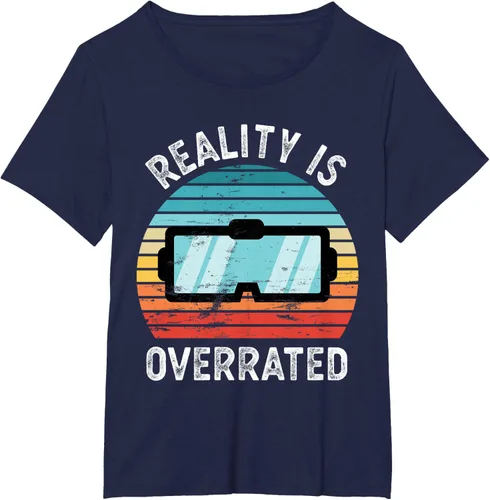 Vista 13 de Reality is Overrated VR - Camiseta divertida de regalo de realidad virtual, Negro, S