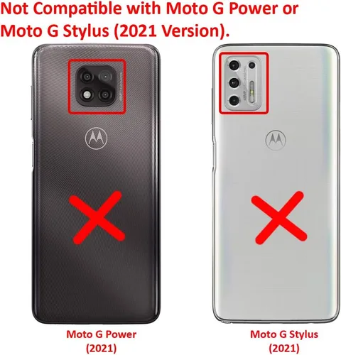 Vista 2 de Para Motorola Moto G Stylus XT2043, Moto G Power XT2041 (versión 2020) - Funda híbrida de estilo cepillado - CS3 Azul
