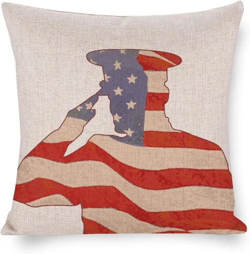 Vista 14 de Fundas de almohada de lino con mapa de la bandera de Estados Unidos, decoración del hogar al aire libre, 4 de julio, fundas de almohada