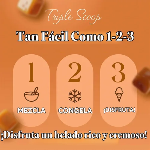 Vista 4 de Triple Scoop Mezcla de helado de caramelo salado, gourmet, lista en 5
