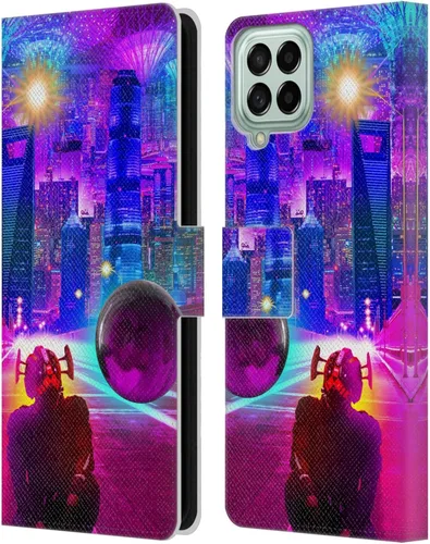 Vista 10 de Head Case Designs Officially Licensed Dave Loblaw Boy Painting Moon Clouds Sci-Fi and Surreal Leather Wallet Case Compatible with Samsung Galaxy M53