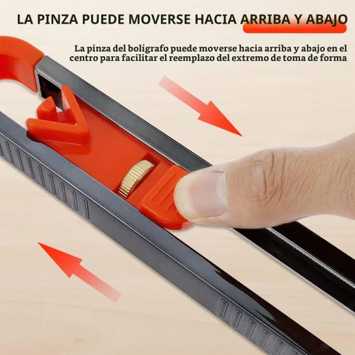 Vista 4 de Medidor de contorno preciso ajustable con cerradura y lápiz para carpintería, copia de construcción, duplicador de forma irregular, medición