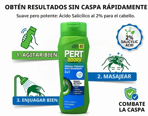Vista 6 de PERT Champú y acondicionador 2 en 1, anticaspa, 13.5 onzas líquidas (paquete de 6)
