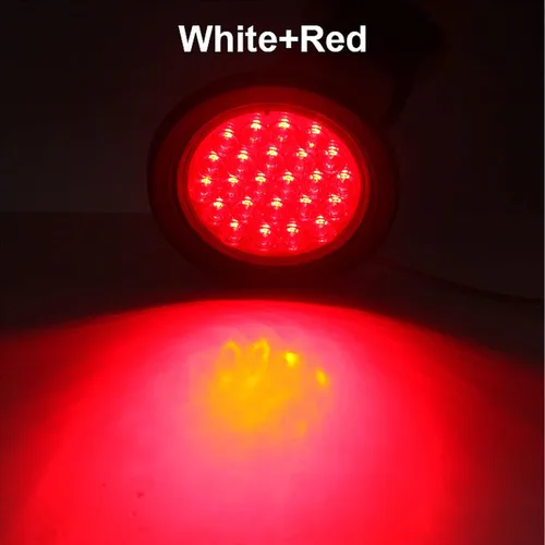 Vista 3 de 4 piezas de luces traseras LED redondas de 4 pulgadas para remolque, rojas, 24 LED, impermeables, luces traseras LED redondas de 4 pulgadas