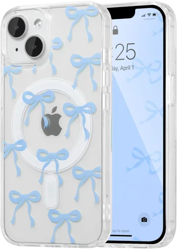 Vista 43 de UEEBAI - Funda magnética para iPhone 11, diseño de lazo, compatible con MagSafe, funda transparente delgada inalámbrica, antiamarilleo, a prueba