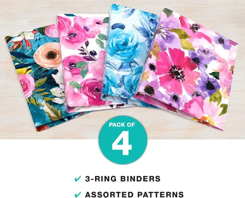 Vista 2 de Paquete de 4 carpetas decorativas, 1 sujeto (juego floral)