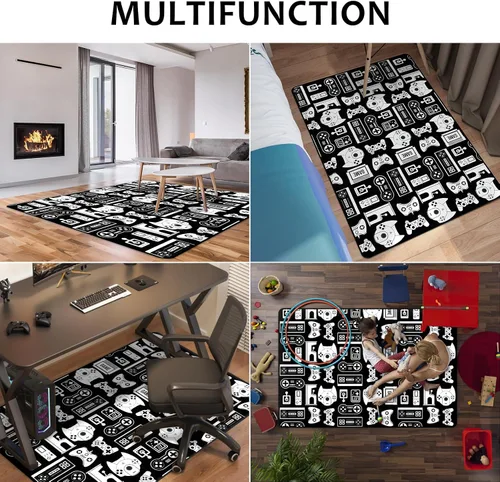Vista 4 de Alfombra de juego Lacut para adolescentes, alfombra con decoración de control de juego, alfombra de juego 3D para dormitorio, sala de estar, sala
