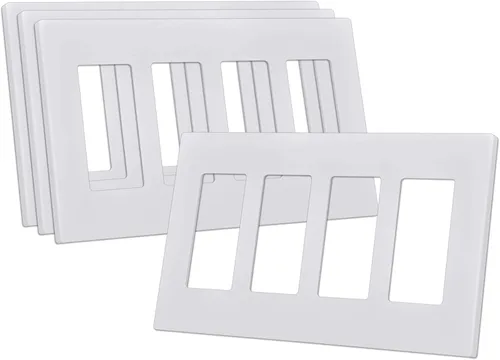 Vista 11 de CML Placa de Pared Decorativa Negra de 4 Posiciones Sin Tornillos, Paquete de 4 Placas de Interruptor de Luz y Cubierta Frontal para Receptáculo