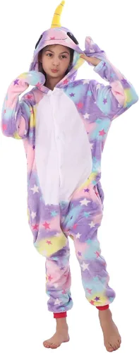 Vista 7 de WOYASIM Disfraz de franela para niños, disfraz de Halloween, Pascua, animales, cosplay para niñas y niños, una pieza
