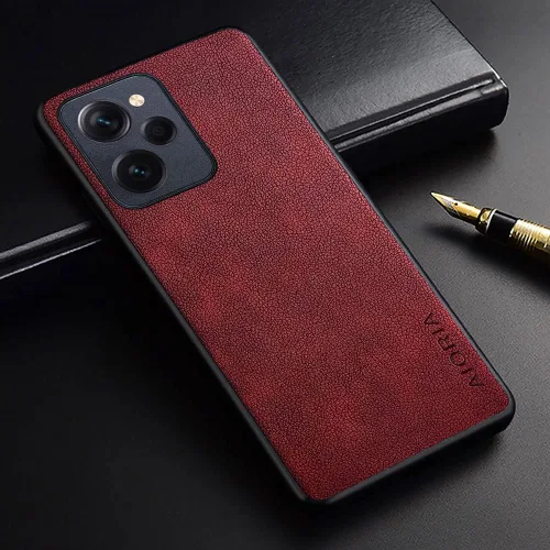 Vista 2 de AIORIA Para Poco X5 Pro Case, Funda de cuero premium para teléfono Diseño retro Funda protectora completa para Xiaomi Poco X5 Pro 5G (rojo)
