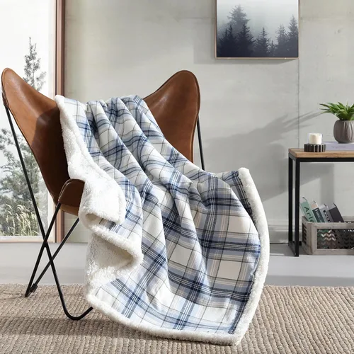 Vista 2 de Eddie Bauer - Manta, ropa de cama reversible de sherpa y forro polar cepillado súper suave, mantas de arrullo para sofá, ideal para descansar