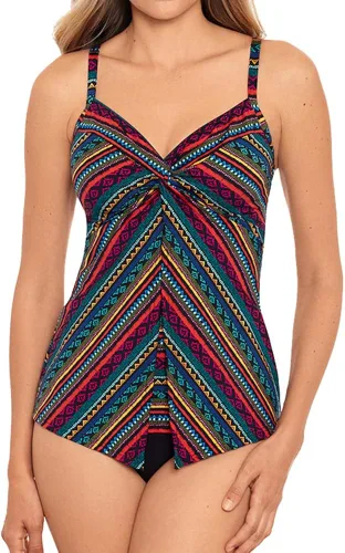Vista 2 de Miraclesuit Traje de baño para mujer con nudo de amor escote corazón brasier con aros tankini
